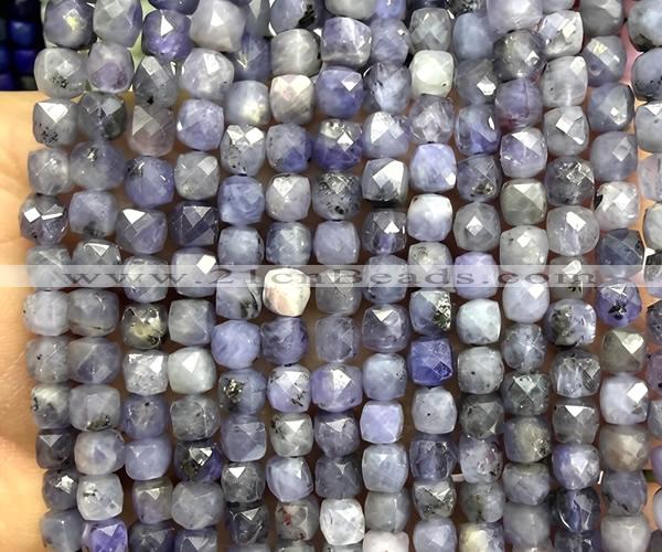 CCU1864 15 inches 4mm faceted cube tanzanite gemstone beads