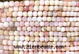 CCU1867 15 inches 4mm faceted cube pink opal gemstone beads