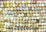 CCU1868 15 inches 4mm faceted cube yellow opal beads wholesale