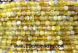 CCU1869 15 inches 4mm faceted cube yellow opal gemstone beads