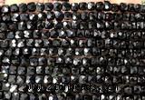 CCU1871 15 inches 4mm faceted cube black spinel gemstone beads