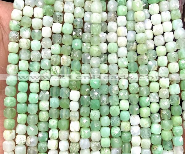 CCU1878 15 inches 4mm faceted cube Australia chrysoprase beads