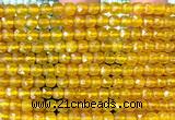 CCU1887 15 inches 4mm faceted cube yellow agate beads