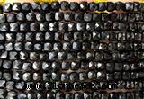 CCU1890 15 inches 4mm faceted cube black agate beads