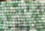 CCU1895 15 inches 4mm faceted cube green aventurine jade beads