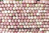 CCU1900 15 inches 4mm faceted cube pink wooden jasper beads