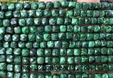 CCU1909 15 inches 4mm faceted cube malachite gemstone beads