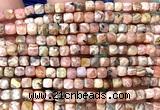 CCU1916 15 inches 4mm faceted cube rhodochrosite gemstone beads