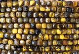 CCU1917 15 inches 4mm faceted cube yellow tiger eye beads