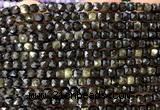 CCU1918 15 inches 4mm faceted cube golden obsidian beads