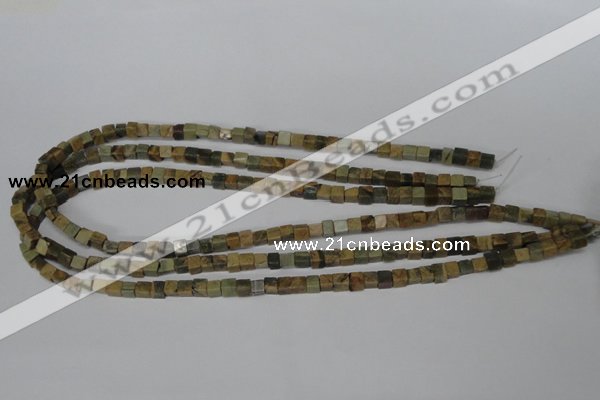 CCU20 15.5 inches 5*5mm cube serpentine jasper beads wholesale
