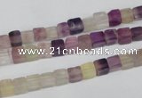 CCU23 15.5 inches 5*5mm cube rainbow fluorite beads wholesale