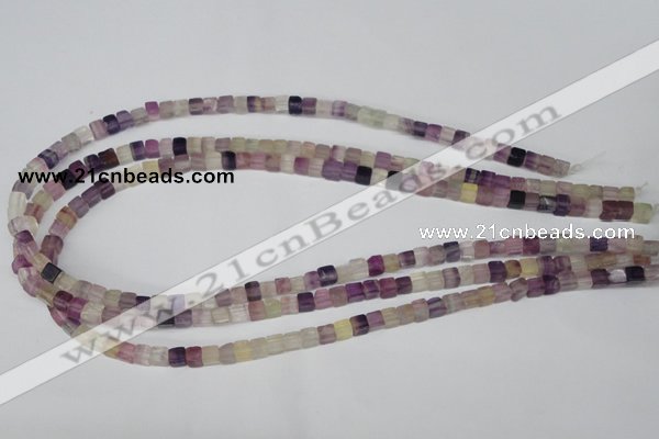 CCU23 15.5 inches 5*5mm cube rainbow fluorite beads wholesale