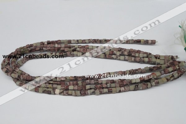 CCU24 15.5 inches 5*5mm cube red artistic jasper beads wholesale