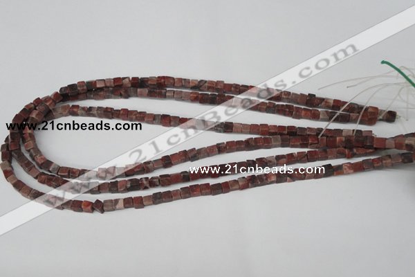 CCU25 15.5 inches 5*5mm cube red picture jasper beads wholesale