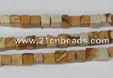 CCU29 15.5 inches 5*5mm cube picture jasper beads wholesale