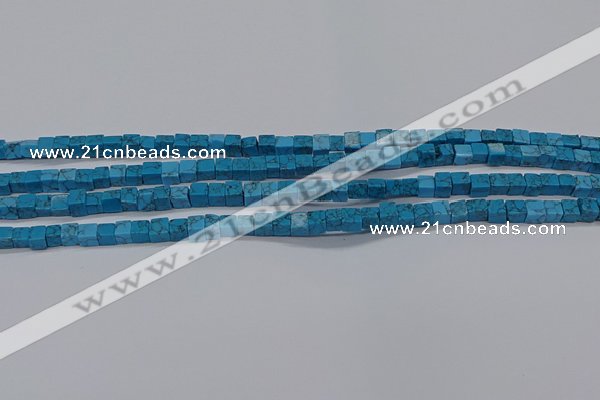 CCU303 15.5 inches 4*4mm cube imitation turquoise beads wholesale