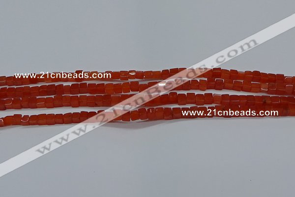 CCU305 15.5 inches 4*4mm cube red agate beads wholesale