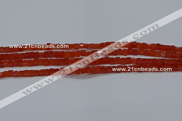 CCU305 15.5 inches 4*4mm cube red agate beads wholesale