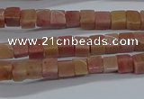 CCU308 15.5 inches 4*4mm cube pink wooden jasper beads wholesale