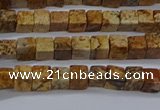 CCU309 15.5 inches 4*4mm cube picture jasper beads wholesale