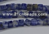 CCU313 15.5 inches 4*4mm cube blue spot stone beads wholesale