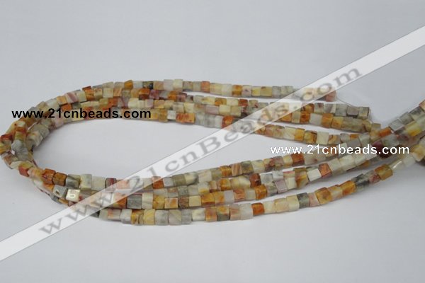 CCU33 15.5 inches 5*5mm cube bamboo leaf agate beads wholesale