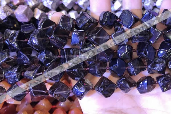 CCU401 15.5 inches 8*10mm - 14*16mm cube smoky quartz beads