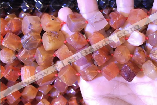 CCU402 15.5 inches 8*10mm - 14*16mm cube red agate beads