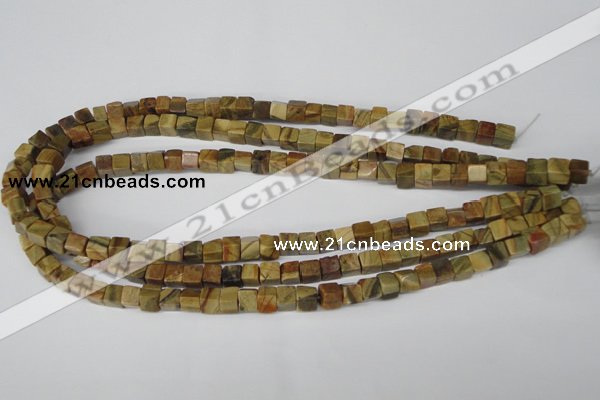 CCU41 15.5 inches 6*6mm cube picasso jasper beads wholesale