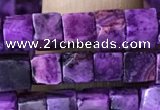 CCU454 15.5 inches 4*4mm cube purple crazy lace agate beads