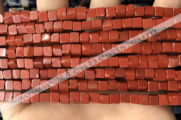 CCU456 15.5 inches 4*4mm cube red jasper beads wholesale