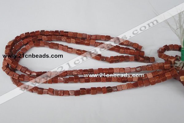 CCU48 15.5 inches 6*6mm cube goldstone beads wholesale