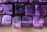 CCU484 15.5 inches 6*6mm cube purple crazy lace agate beads