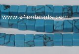 CCU50 15.5 inches 6*6mm cube turquoise beads wholesale