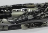 CCU506 15.5 inches 4*13mm cuboid black water jasper beads wholesale