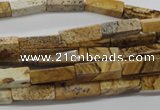 CCU507 15.5 inches 4*13mm cuboid picture jasper beads wholesale