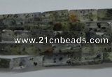 CCU514 15.5 inches 4*13mm cuboid moss quartz beads wholesale