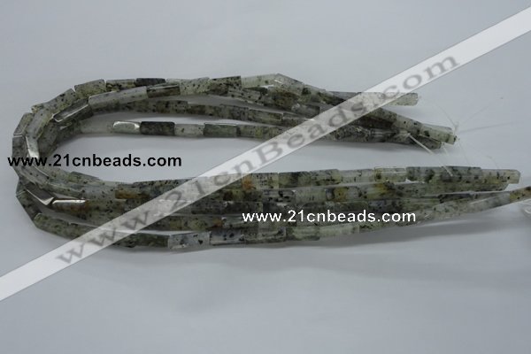 CCU514 15.5 inches 4*13mm cuboid moss quartz beads wholesale