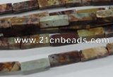 CCU522 15.5 inches 4*13mm cuboid green magic agate beads wholesale