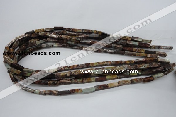 CCU522 15.5 inches 4*13mm cuboid green magic agate beads wholesale