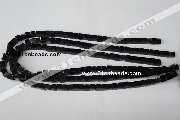 CCU53 15.5 inches 6*6mm cube black agate beads wholesale