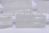 CCU600 15.5 inches 8*20mm - 10*30mm cuboid white crystal beads