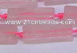 CCU603 15.5 inches 8*20mm - 10*30mm cuboid rose quartz beads