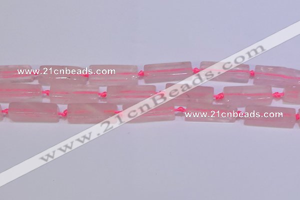 CCU603 15.5 inches 8*20mm - 10*30mm cuboid rose quartz beads