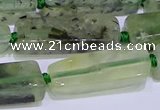 CCU606 15.5 inches 8*20mm - 10*30mm cuboid green rutilated quartz beads