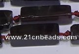 CCU607 15.5 inches 8*20mm - 10*30mm cuboid smoky quartz beads