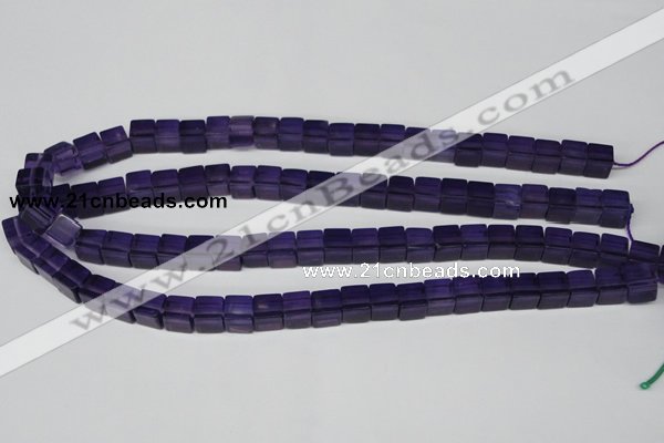 CCU61 15.5 inches 8*8mm cube synthetic amethyst beads wholesale