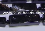 CCU610 15.5 inches 8*20mm - 10*30mm cuboid black agate beads