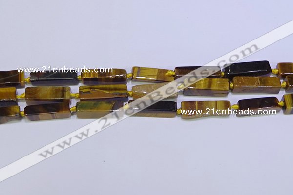 CCU618 15.5 inches 8*20mm - 10*30mm cuboid yellow tiger eye beads